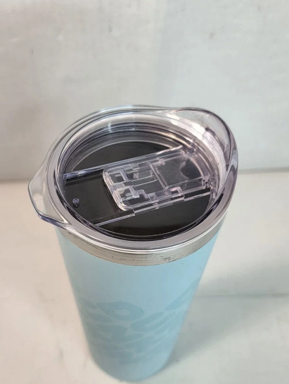 Dunkin' brand 20oz Light Blue Polished/Matte Stainless Steel Sipper Tumbler,